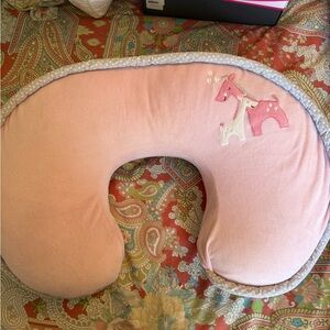 Boppy Pink Nursing Pillow with Giraffe Embroidery